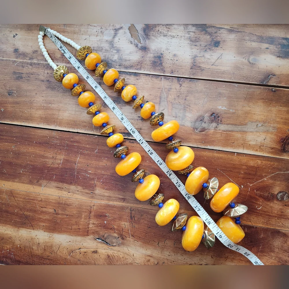 Orange, Goldtone and Blue Multi Use Piece-Home Decor or Necklace - Picture 6 of 15